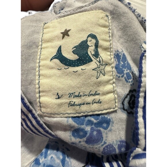 Anthropologie MERMAID Small Floral Sea Holly Tunic Top Stripes Beach Summer F10 - Picture 3 of 9